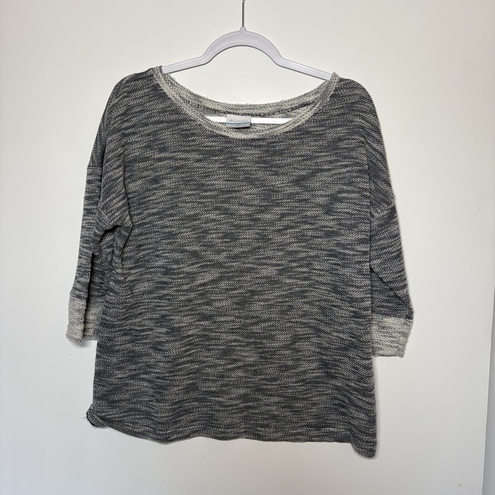 Women's Columbia 3/4 Sleeve Gray Sweater Size Large Soft Girl Casual Chic